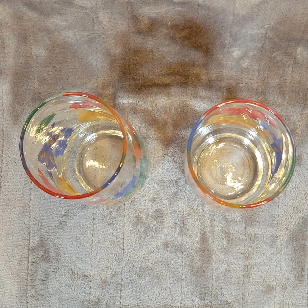 Libbey Tropical Seashells Highball Glasses VTG Coastal Starfish Set 2‎ Beach